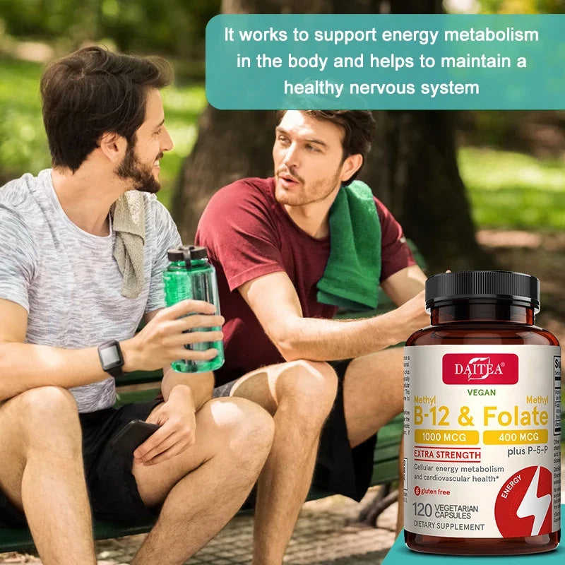 Folic Acid Supplement - Contains Vitamin B6, B12, Promotes Heart Health, Nervous System Health, Energy, and Immunity