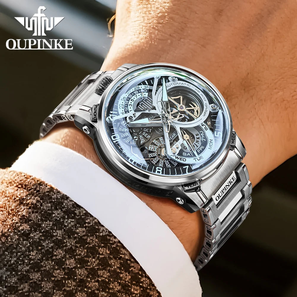 OUPINKE 3278 relojes automáticos para hombre volante de inercia esqueleto de lujo Original diseñador italiano colaboración relojes mecánicos para hombres