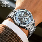 OUPINKE 3278 relojes automáticos para hombre volante de inercia esqueleto de lujo Original diseñador italiano colaboración relojes mecánicos para hombres