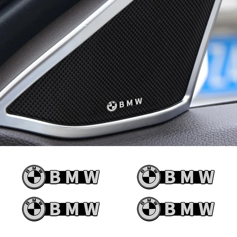 4Pcs Aluminum 3D Speaker Audio Emblem Sticker Decals For BMW M 3 4 5 7‑Series F10 F30 G20 G22 G23 G26 G30 G32 X1