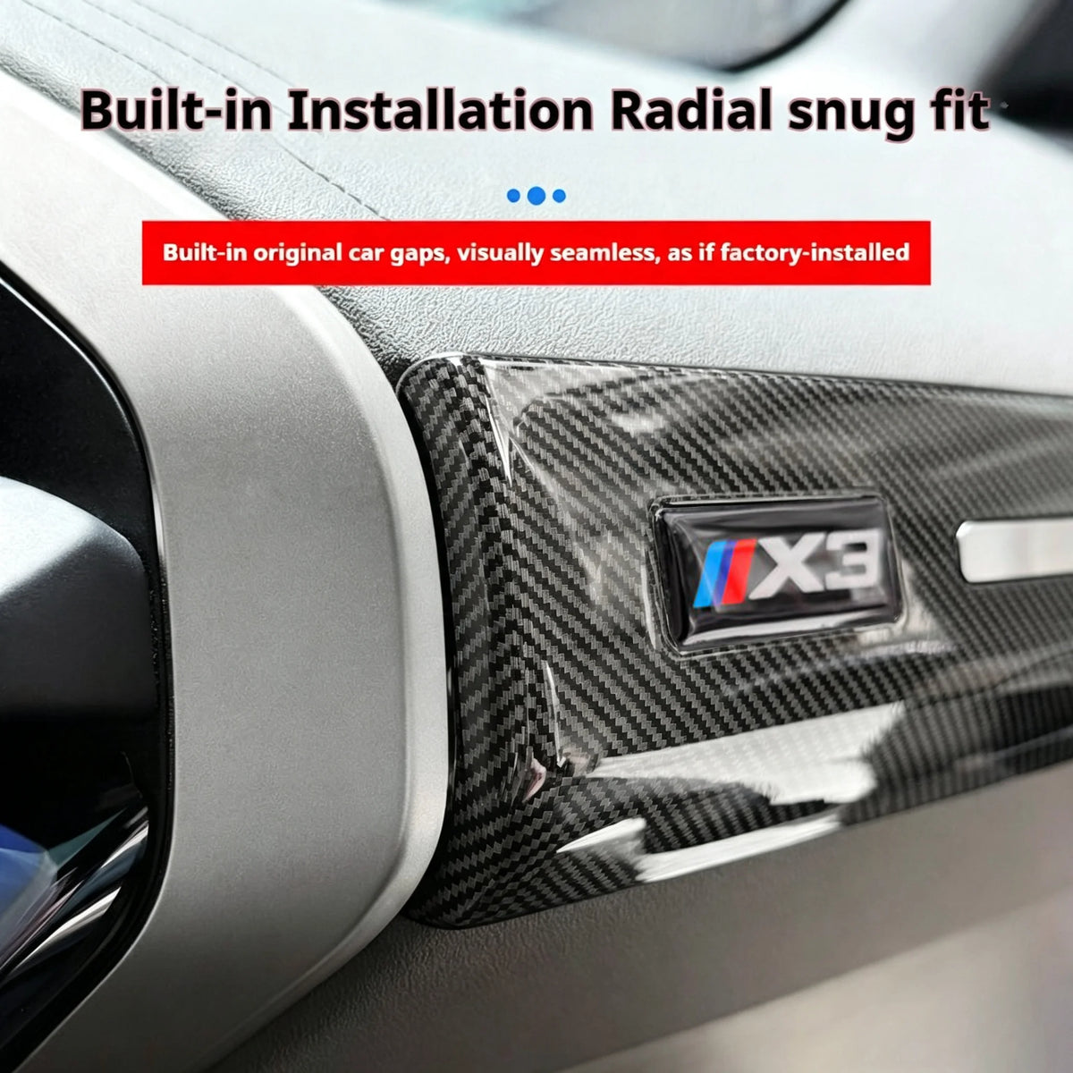 For BMW X3 G45 2025-2026 LHD ABS carbon fiber material Passenger side center console trim car center console, glove box panel