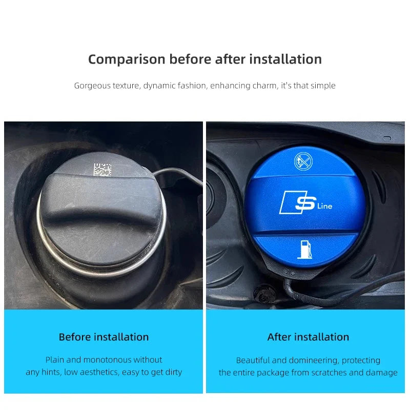 Aluminum Alloy Car Badge Fuel Tank Cap Decoration Cover For Audi A3 A1 A4 B9 A5 B7 Q5 Q3 Q2 8i TT Mk1 Mk2 S3 A7 S3 8V 8Y Q4 B9