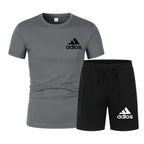 Summer fashion high-quality set men's short sleeved set fashion casual shorts sports set men's T-shirt+shorts two-piece set