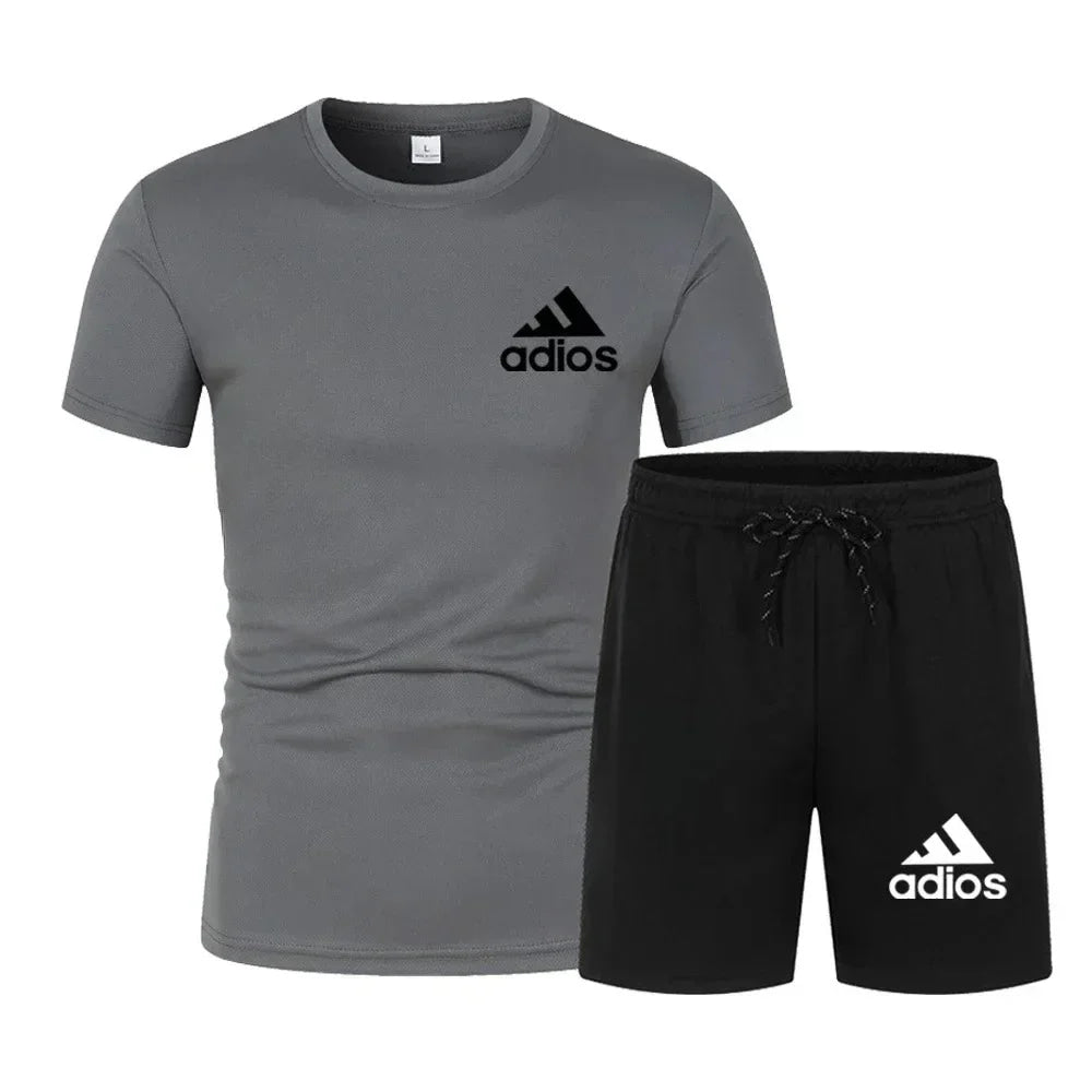 Summer fashion high-quality set men's short sleeved set fashion casual shorts sports set men's T-shirt+shorts two-piece set
