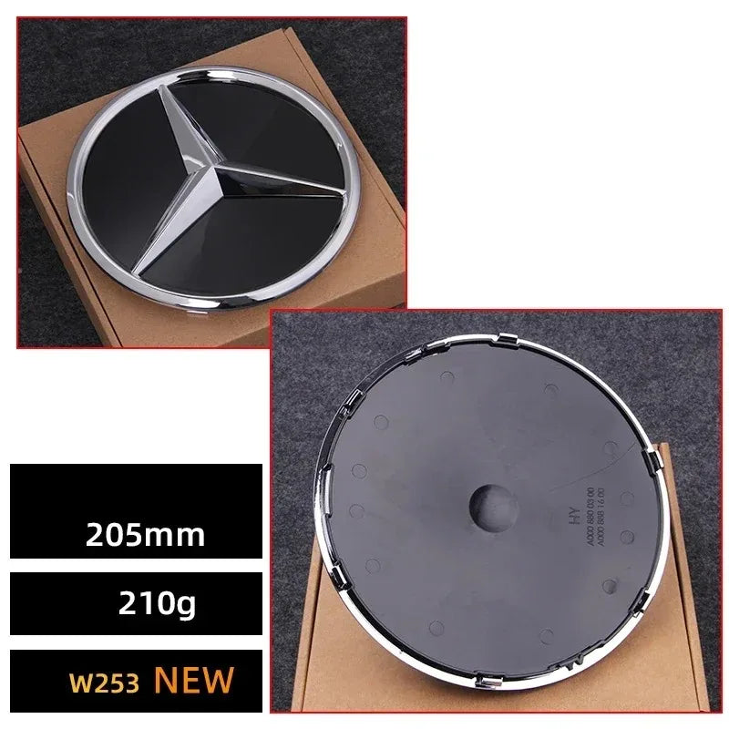 Car Front Grille Emblem Star Badge  Logo Chrome black Silver 3D Mirror Mercedes Benz W205 W204 W253 W213 W206 W166 gle VVVglc