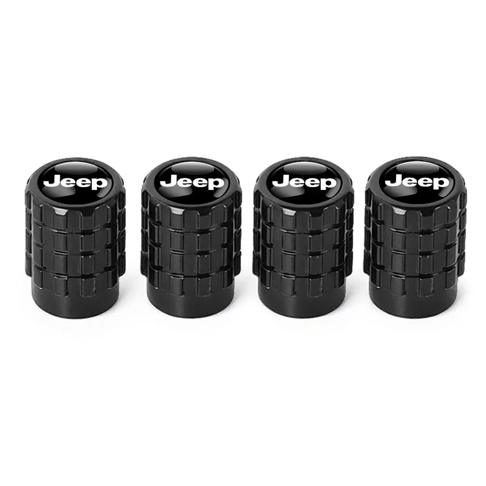 4Pcs Car Emblem Valve Cap Wheel Valves Dust Cover Tire Accessories For Jeep Wrangler Renegade Compass Gladiator Cherokee JL JK