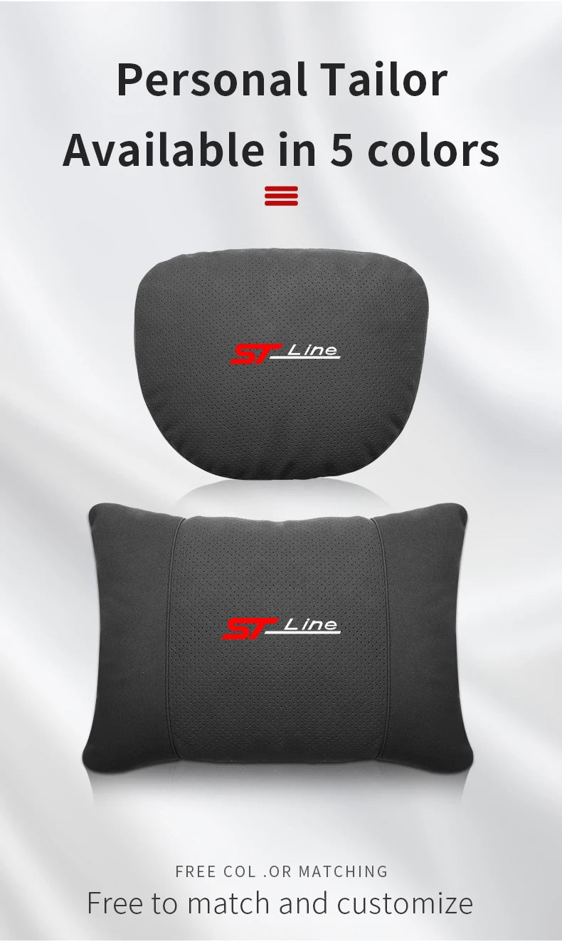 For Ford STline Focus Mondeo Explorer Edge Fiesta Fusion Kuga Escape Auto Headrest Neck Support Lumbar Cushion Soft Neck Pillow