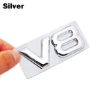 Metal Car Sticker V8 Rear Emblem Badge Decals Tail Trunk Sticker for Benz AMG BMW Mazda Chevrolet Skoda Ford Opel Audi Volvo