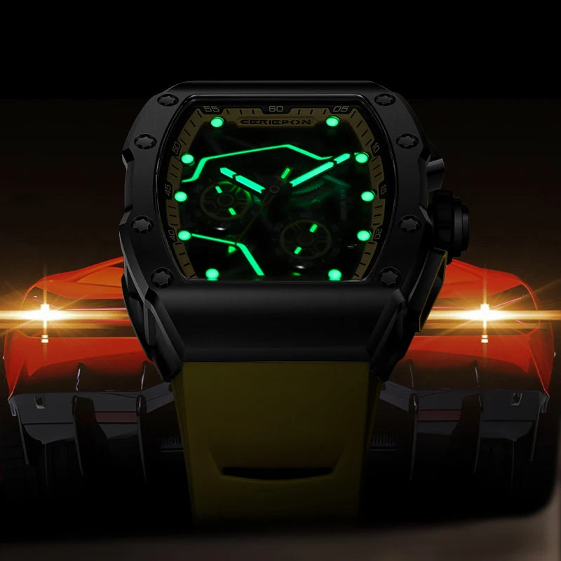 Pagani Designs-reloj automático de acero inoxidable para hombre, cronógrafo mecánico con esfera de grafiti Richard, complemento masculino de buceo