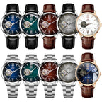 Orient Men's Automatic Open Heart Watch Blue Dial Stainless Steel Band Casual Dress Wristwatch 30M Water Resistant Fashion Watch