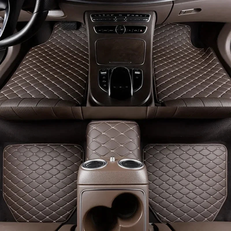 PU Leather Waterproof Universal Car Floor Mats 5Pcs Front & Rear Auto Foot Pad Protector Automobile Interior Carpet Set