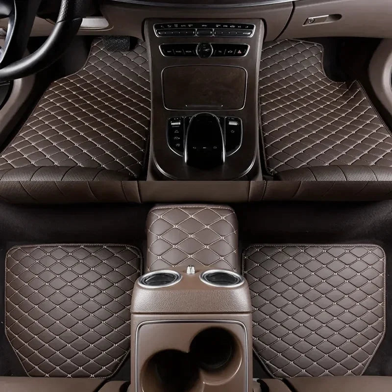 PU Leather Waterproof Universal Car Floor Mats 5Pcs Front & Rear Auto Foot Pad Protector Automobile Interior Carpet Set
