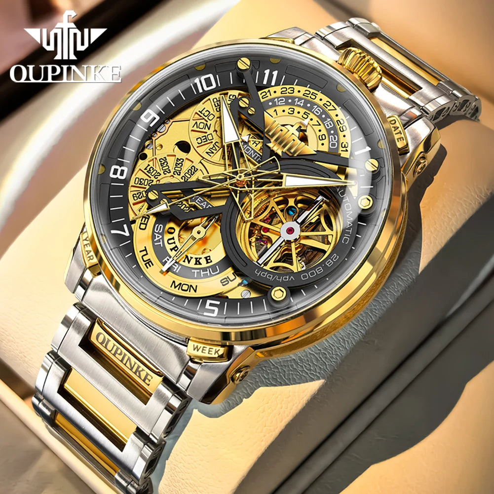 OUPINKE 3278 relojes automáticos para hombre volante de inercia esqueleto de lujo Original diseñador italiano colaboración relojes mecánicos para hombres