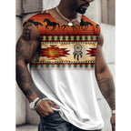 Summer New Men's Vest T Shirt Patterned Tribal Round Neck Clothing Daily Fitness Sports Vintage Sleeveless Printed Ethnic Tops