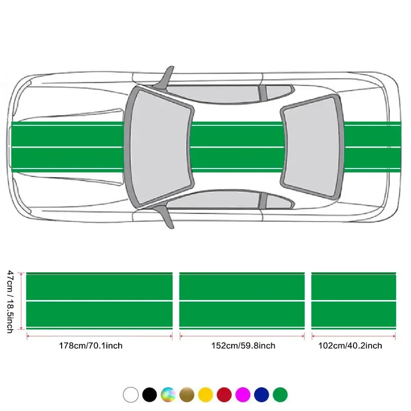 Car Stickers 6pcs Kit, Full Body Vinyl Decals, Racing Stripe Design for Roof Hood Door Exterior Car Modification (Multicolor)