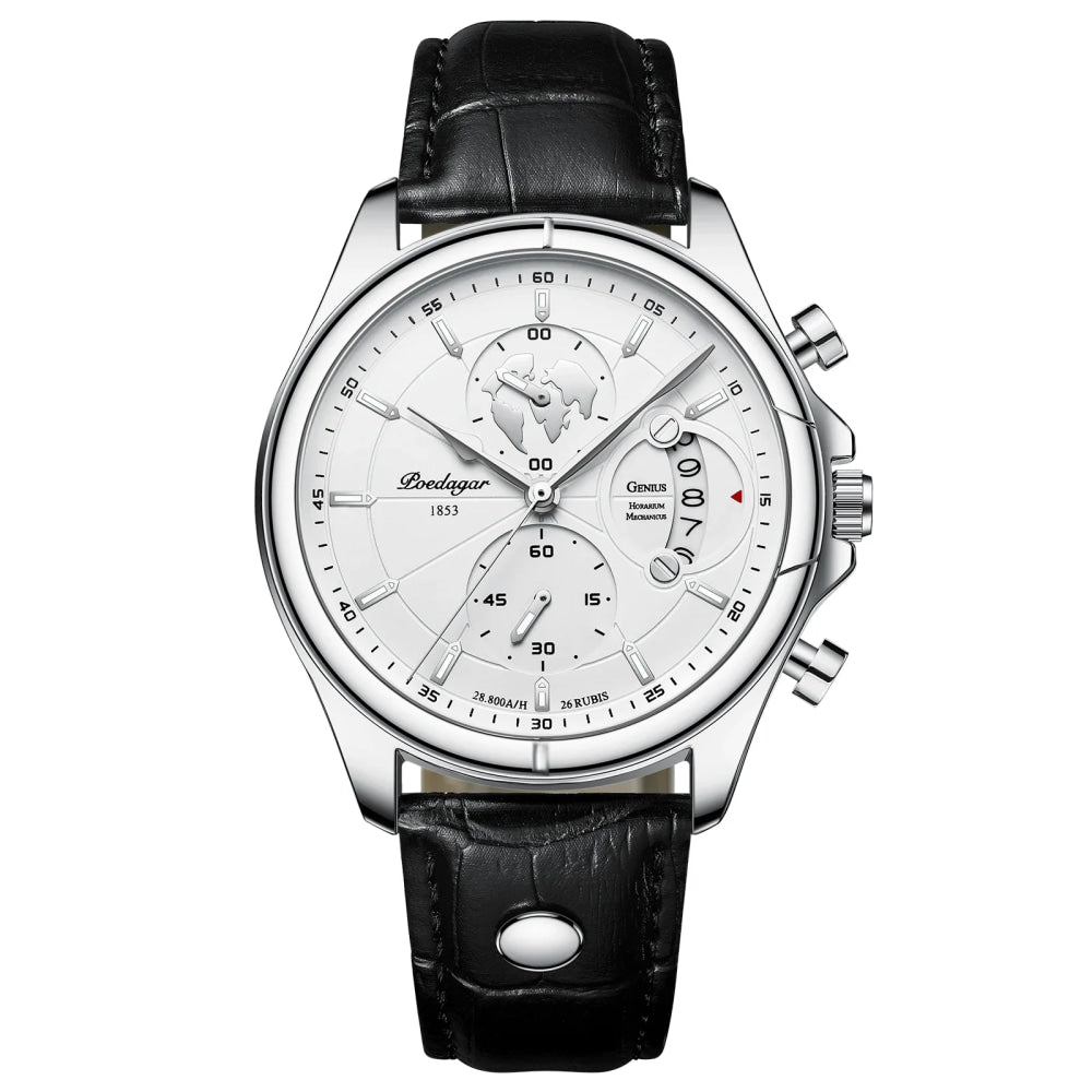 POEDAGAR Luxury Man Wristwatch Chronograph Date Waterproof Leather Men Watch Casual Quartz Men's Watches Sports Male Clock Reloj