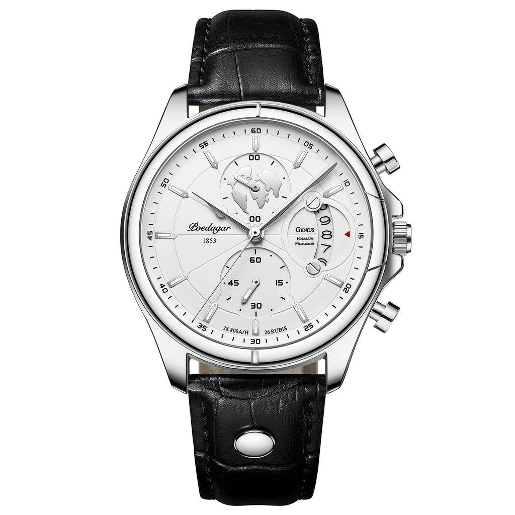 POEDAGAR Luxury Man Wristwatch Chronograph Date Waterproof Leather Men Watch Casual Quartz Men's Watches Sports Male Clock Reloj