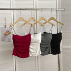 Camiseta sin Mangas para Mujer, Camisola Ajustada, Top Corto Sexy con Tirantes Finos, Camiseta Blanca Lisa, Estilo Coreano