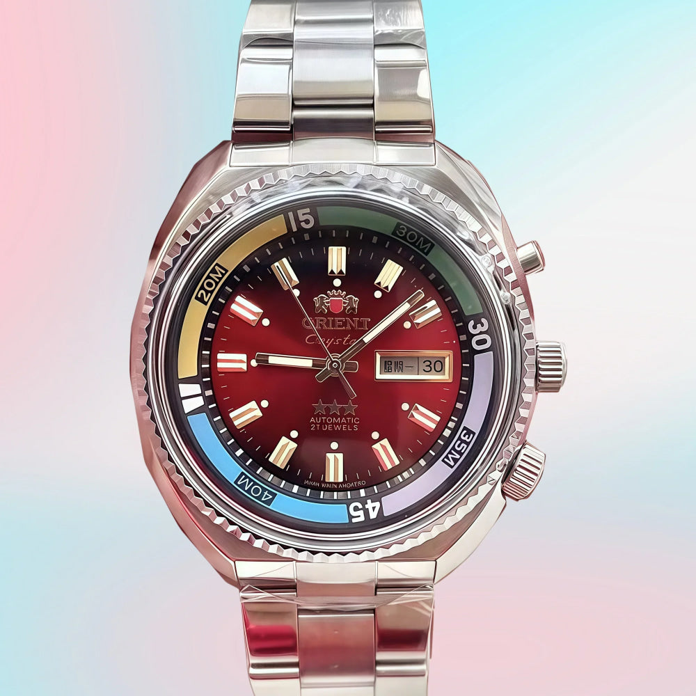 Orient Men's Mechanical Watch with Japanese Movement Stainless Steel Full Functionality World Time Large Dial