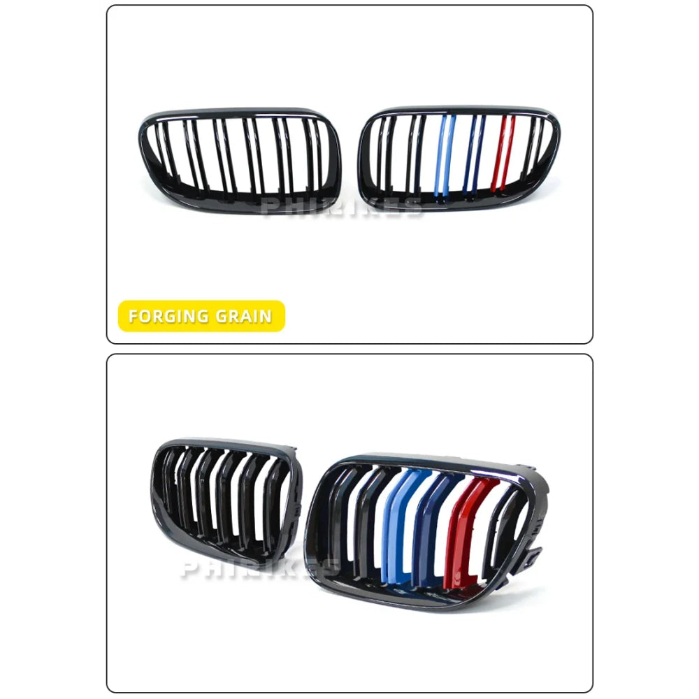 2Pcs Car Style Black Front Kidney Double Slat Grill Grille for-BMW E92 E93 3-Series 328I 335I Coupe LCI 2010-2013