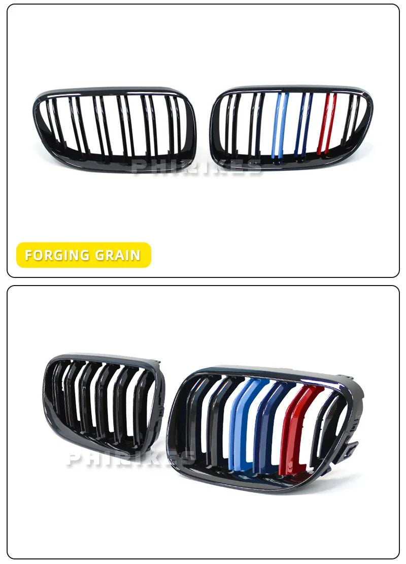 2Pcs Car Style Black Front Kidney Double Slat Grill Grille for-BMW E92 E93 3-Series 328I 335I Coupe LCI 2010-2013