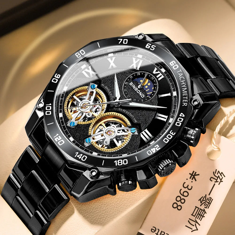 BINBOND Luxury Men Quartz Watches Fashion Concept Decorative Dial Casual Military Sports Wristwatch Waterproof Men's Clock