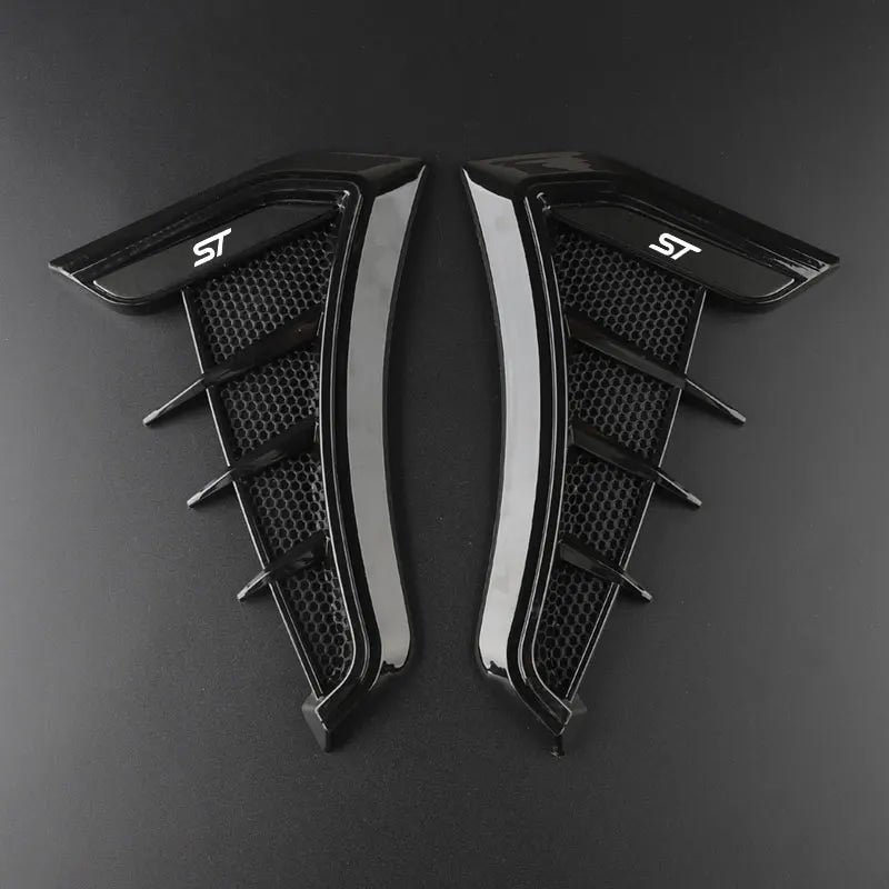 Black Car Fender Side Vents Air Flow Intake Hole Shark 3D Grille Sticker Cover for Ford Focus ST Mondeo Fiesta Kuga Escape Car