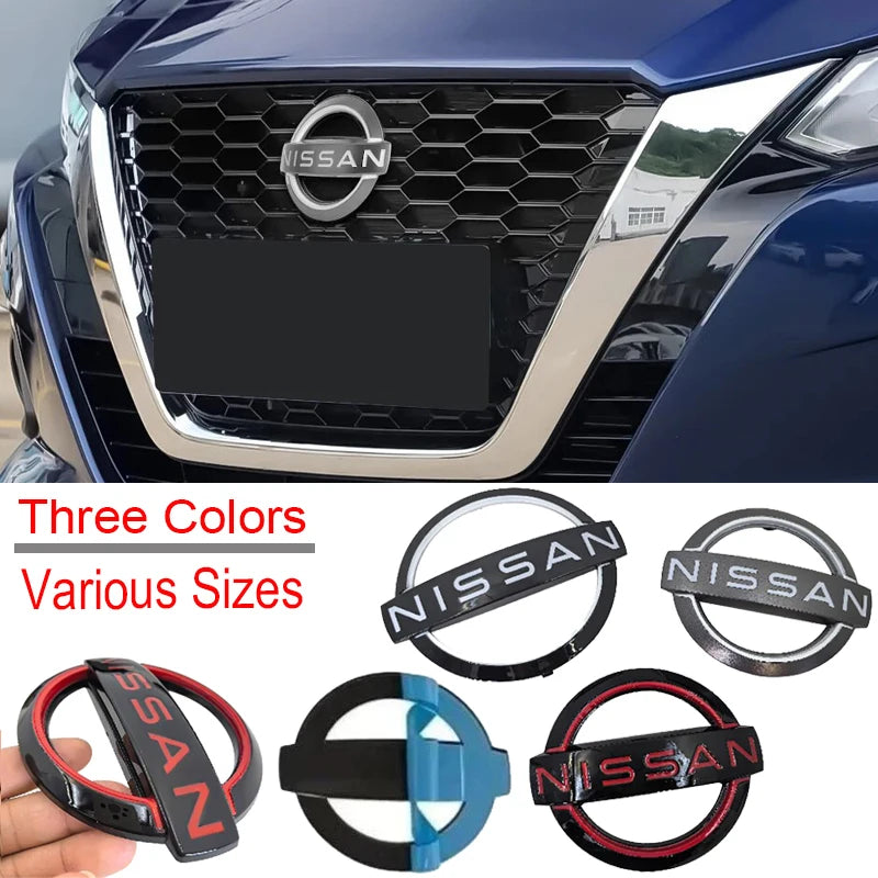 Car Front Grille Emblem Rear Trunk Badge Cover Steering Wheel Sticker for Nissan Qashaqai Sylphy X-trail Note Elgrand Leaf Teana