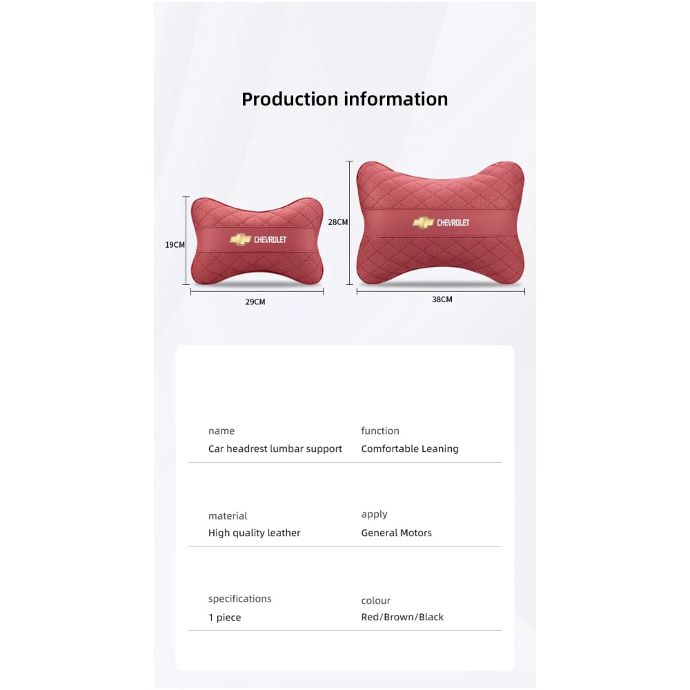 Nappa Leather Car Headrest Neck Pillow Waist Cushioning For Chevrolet Spark Captiva Cruze Malibu Equinox Trax Camaro Blazer
