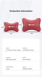 Nappa Leather Car Headrest Neck Pillow Waist Cushioning For Chevrolet Spark Captiva Cruze Malibu Equinox Trax Camaro Blazer