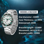 CADISEN AQUA DIVER New Brand Luxury Men Watches Automatic Watch Japan MIYOTA 8215 100M Waterproof Luminous Mechanical Wristwatch