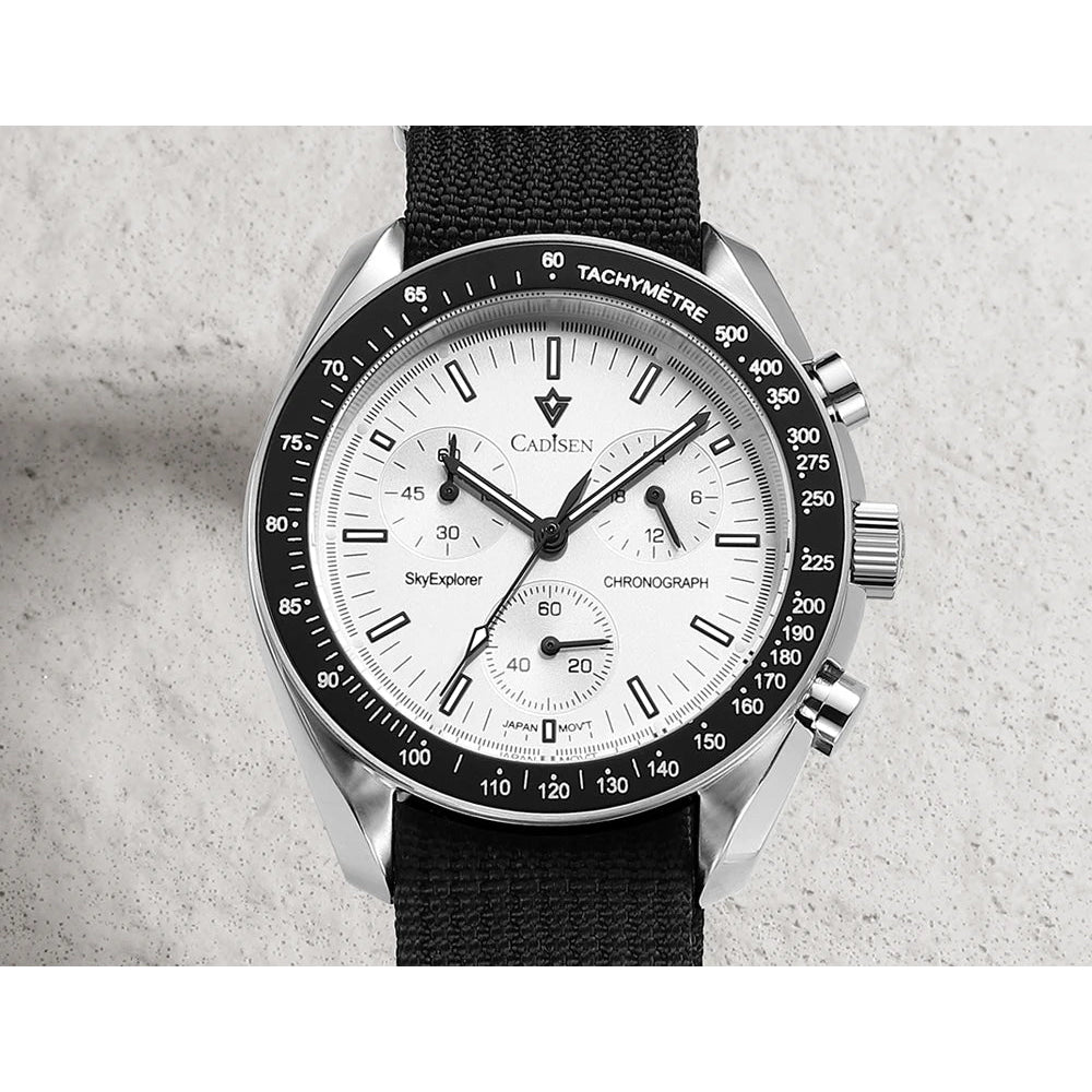 CADISEN New Men's Watches Luxury Quartz Wrist Watch For Men Sapphire AR Coated Crystal Canvas VK68 Speed Chronograph Automatic