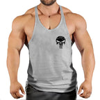 Mens Bodybuilding Faux Cotton Tank Top Gym Fitness Sports Sleeveless Top Skull Print Breathable Tank Top Mens Summer Tank Top