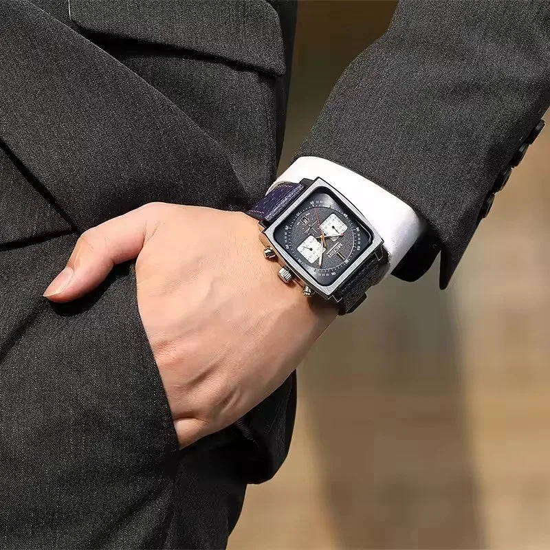 MEGIR 2182 Luxury Fashion Sports Chronograph Multi-Functional Military Leather Date Wristwatches for Men Relogio Masculino