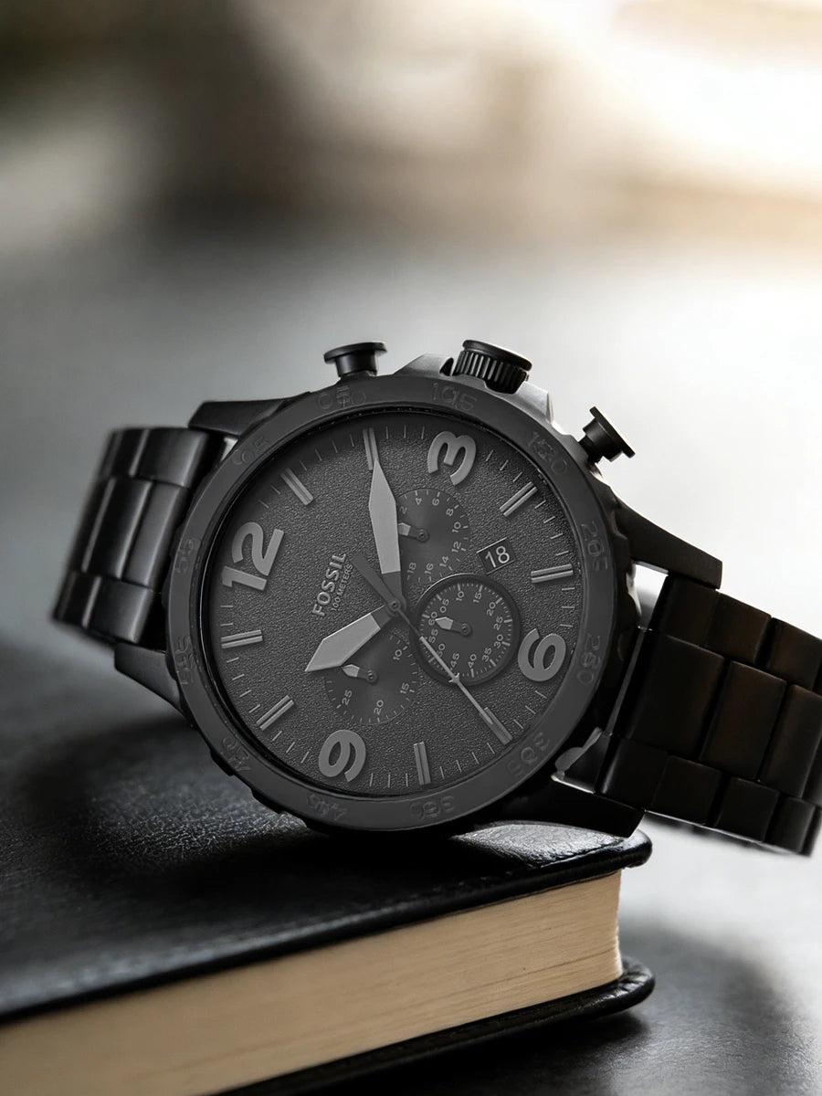 FOSSIL Men's Watch Original JR1401 Black Stainless Steel Chronograph Luxury Sport Quartz Wristwatch Relogio Masculino Reloj Homb