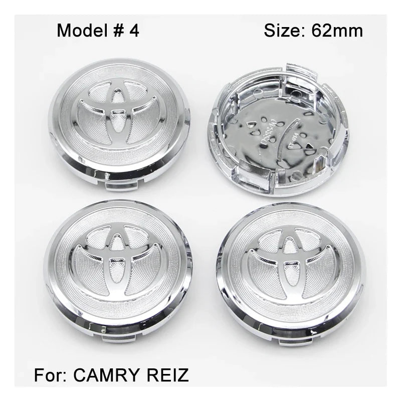 4Pcs 57/62mm Car Wheel Center Hub Cap Rim Cover For Toyota Corolla RAV4 LEVIN Yaris C-HR Camry Prado Prius Car Auto Accessories