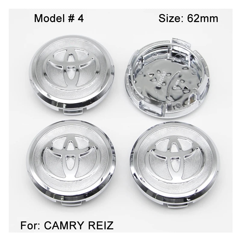 4Pcs 57/62mm Car Wheel Center Hub Cap Rim Cover For Toyota Corolla RAV4 LEVIN Yaris C-HR Camry Prado Prius Car Auto Accessories