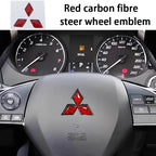 1pcs Mitsubishi carbon fibre steer wheel emblem Sticker Car Steering Wheel Sticker Car Interior Emblem Car styling Accessories