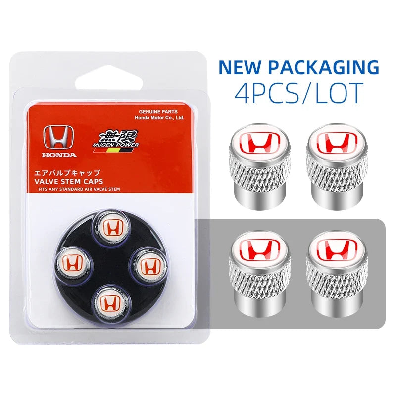 Car Tire Stem Valve Caps Aluminium Car Dustproof Caps Tire Wheel Stem Air Valve Caps For Honda Civic XR-V HR-V City Accord Jazz