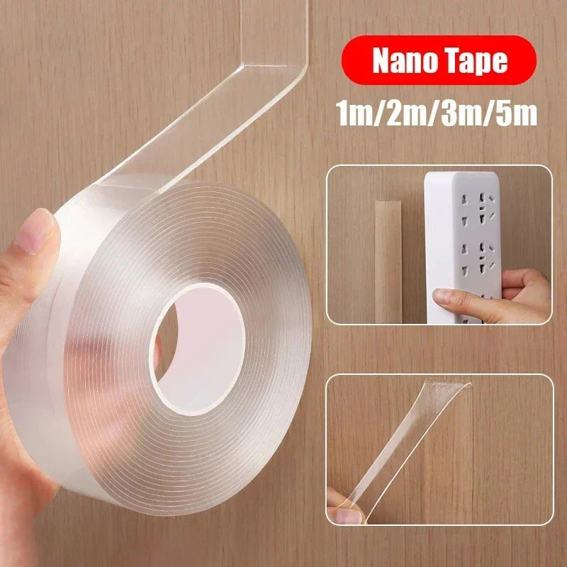 Nano cinta adhesiva de doble cara Extra fuerte, transparente, sin rastro, reutilizable, impermeable, para el hogar, 5m/3/2m/1m