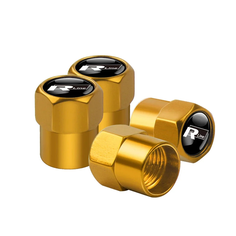 4Pcs Car Wheel Tires  Valve Caps Auto Exterior Accessories For Volkswagen GTI Golf Polo Passat RLine Magotan Jetta Bora Beetle R