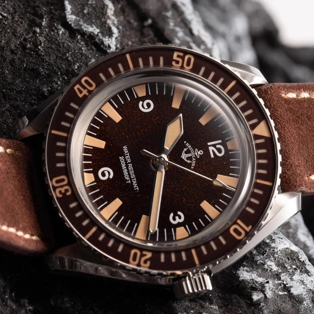Hruodland F025 Retro Sport Men Watch HZ2565 Automatic Mechanical Stainless Steel Leather Strap Diving  reloj hombre watch for me