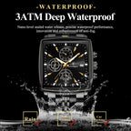 POEDAGAR Business Men Clock Waterproof Luminous Calendar Chronograph Square Man Watch Stainless Steel Quartz Men's Watches Reloj