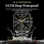 POEDAGAR Business Men Clock Waterproof Luminous Calendar Chronograph Square Man Watch Stainless Steel Quartz Men's Watches Reloj