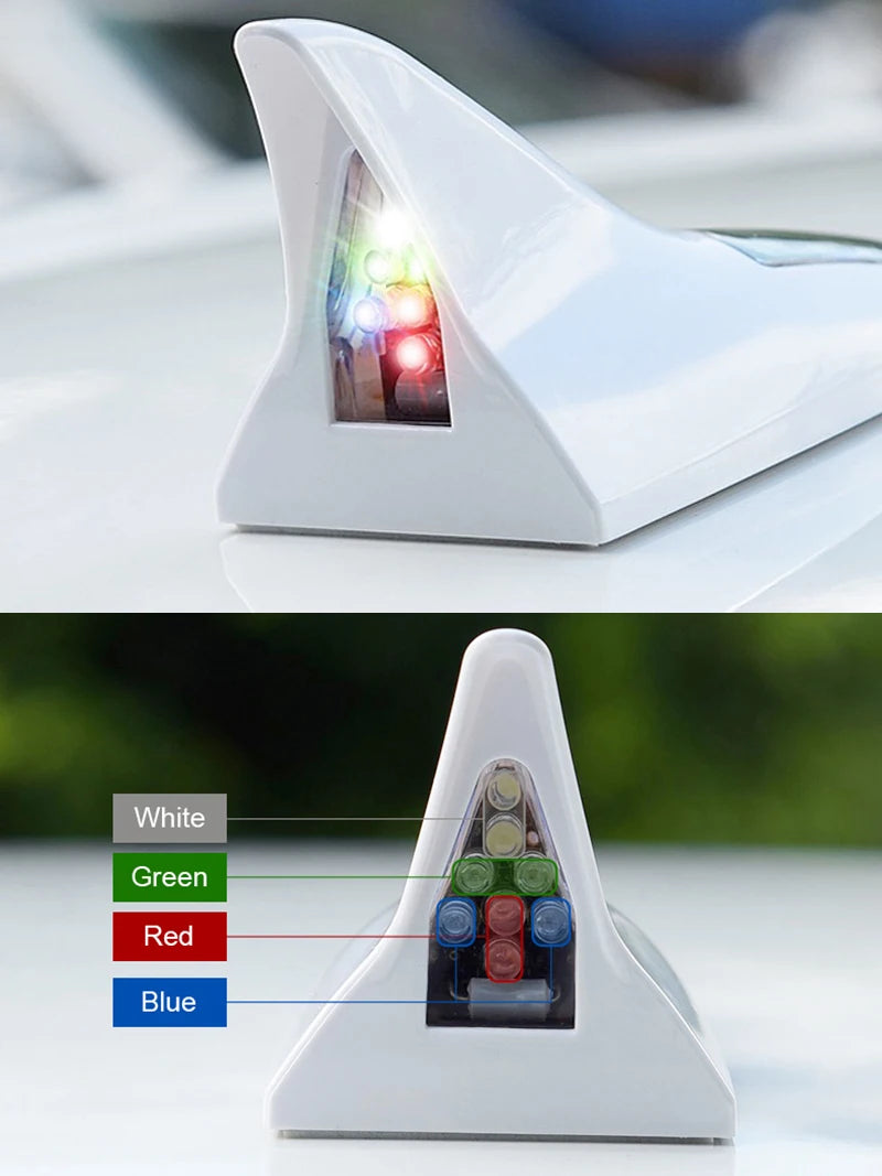Universal LED Car Roof Top Mount Shark Fin Aerial Antenna Auto Radio AM FM Antenna Decoration Signal Amplifier for Car SUV