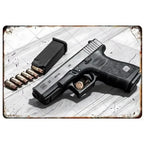 Letreros Metálicos con Forma de Pistola, que Exudan un Toque Militar, Ideales como Decoración de Pared en Cuartos de Hombre, Hogares, Cafeterías, Jardines, Clubes y Bares.