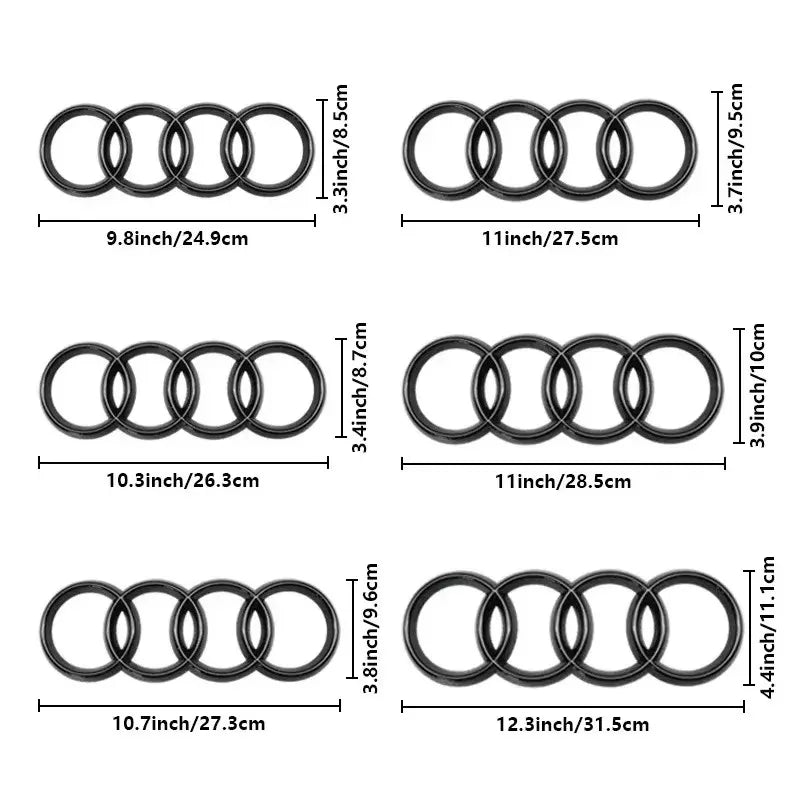 4Rings Logo ABS Chrome Black For Audi A3 A4 A5 A6 A7 A8 C7 C6 C5 B5 B6 B7 TT Car Front Hood Emblem Bonnet Auto Badge Rear Trunk