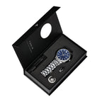 TOMI New Men's Watch Brooch Ring Gift Box Set Luxury Business Stainless Steel Strap Men's Calendar Casual Quartz Watch Reloj