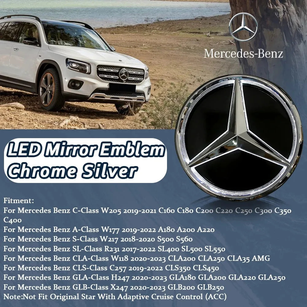 3D Front Grille Star Emblems Logo For Mercedes Benz C W205 A W177 S W217 SL CLA CLS GLA GLB Car Accessories