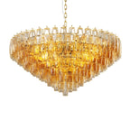 37 Extra Large Chandelier, 14-Light Gold Modern Round Chandelier For Living Room, Tiered Smoke Blown Glass Brass Chandeliers, Hanging Light Fixture For Bedroom, Dining Room, Foyer, Entryway